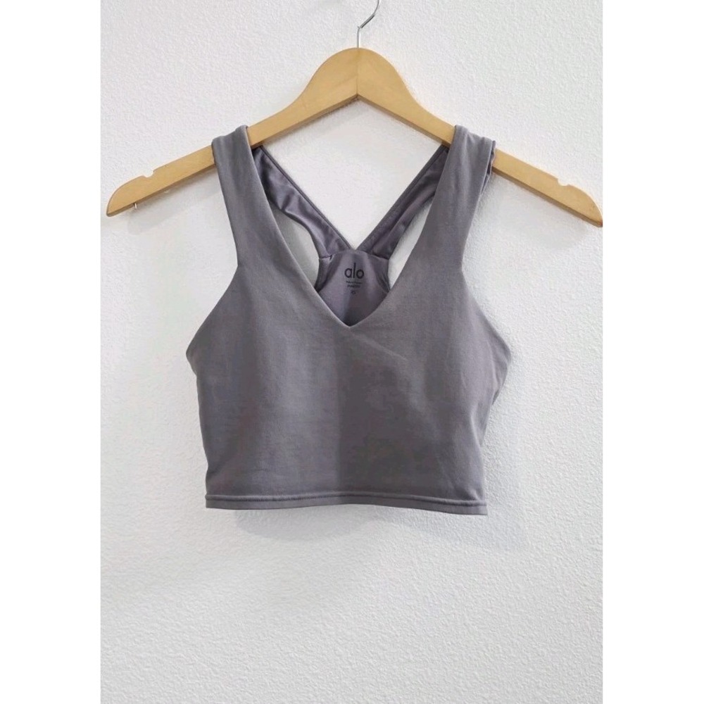 Alo Yoga Airbrush Bra Tank Athletic Crop Racerback Women's Size XS Gray